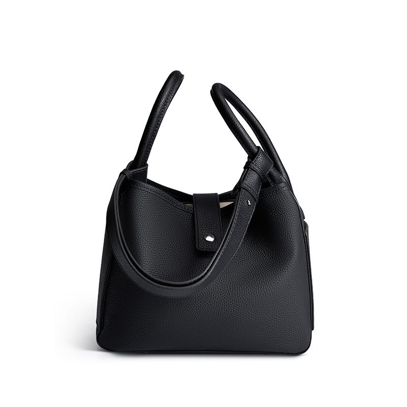 Graceful Elegance: Soft Genuine Leather Bucket Bag