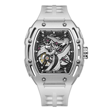 Mark Stylish 3D Skeleton Engraved Luminous Unisex Automatic Mechanical Watch